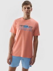 4F T-shirt z nadrukiem męski - pomarańczowy 3XL. Brązowe t-shirty męskie 4f, m, z aplikacjami, z bawełny, bez kołnierzyka, bez ramiączek. W wyprzedaży za 39.99 zł.