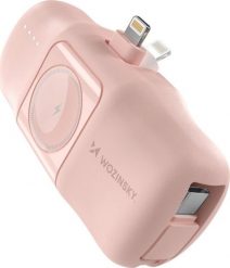 Mini powerbank Wozinsky WF16-YLS 5000mAh 15W Lightning z wbudowanym kablem USB-C i ładowarką do Apple Watch - różowy. Czerwone powerbanki Wozinsky. Za 74.73 zł.