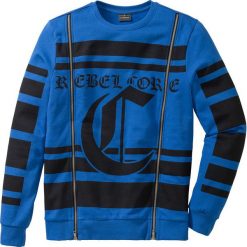 Bluza dresowa Slim Fit bonprix lazurowy z nadrukiem. Bluzy nierozpinane męskie marki bonprix. Za 49.99 zł.
