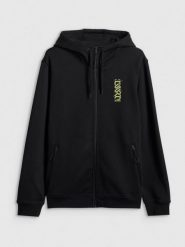 4F Bluza dresowa regular z kapturem męska - czarna XL. Czarne bluzy rozpinane męskie 4f, m, bez wzorów, z bawełny, z kapturem. Za 229.99 zł.