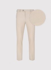 PAKO LORENTE - Beżowe spodnie ganiturowe w prążek. Brązowe eleganckie spodnie męskie Pako Lorente, bez wzorów, z elastanu, eleganckie. Za 349.99 zł.