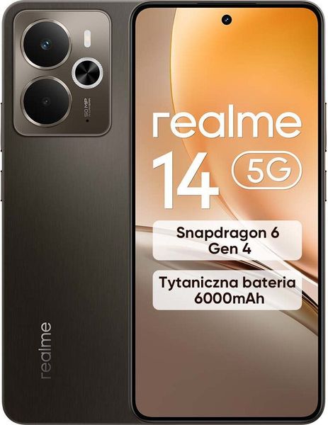 Smartfon Realme 14 5G 8/256GB Brązowy (631011005351). Brązowe smartfony realme. Za 1,139.00 zł.