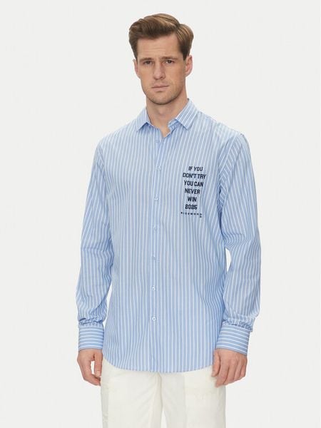 Richmond X Koszula UMP25077CA Niebieski Regular Fit. Niebieskie koszule męskie Richmond X, m, bez wzorów, z bawełny, bez kołnierzyka, bez ramiączek. Za 359.99 zł.