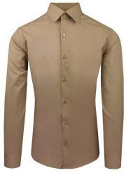 Brązowa Koszula Bawełniana o Taliowanym Kroju, Jednokolorowa. Brązowe koszule męskie Pazzani, bez wzorów, z bawełny, bez kołnierzyka, bez ramiączek. Za 169.00 zł.