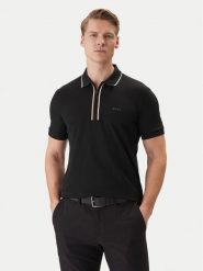 BOSS Polo 50555698 Czarny Regular Fit. Czarne koszulki polo męskie Boss, m, bez wzorów, z bawełny, bez kołnierzyka, bez ramiączek. Za 549.99 zł.