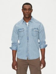 Guess Jeans Koszula M5RH55 D5M82 Niebieski Regular Fit. Niebieskie koszule męskie Guess Jeans, m, z aplikacjami, z bawełny, bez kołnierzyka, bez ramiączek. Za 349.99 zł.