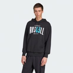 Bluza z kapturem Mercedes - AMG Petronas Formula One Team George Russell. Czarne bluzy nierozpinane męskie ADIDAS, l, bez wzorów, z kapturem. W wyprzedaży za 246.75 zł.