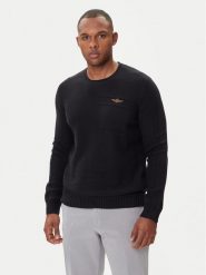 Aeronautica Militare Sweter 252MA1586UL00904 Czarny Regular Fit. Czarne kardigany męskie Aeronautica Militare, m, bez wzorów, z bawełny, bez ramiączek. Za 859.99 zł.