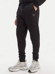 Reebok Spodnie dresowe Azaz RK25549CCM Czarny Slim Fit. Czarne spodnie dresowe męskie Reebok, bez wzorów, z dresówki. Za 199.99 zł.