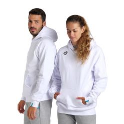 Bluza Arena Team Hooded Sweat Panel z kapturem. Białe bluzy nierozpinane męskie ARENA, xl, bez wzorów, z bawełny, z kapturem. Za 299.99 zł.
