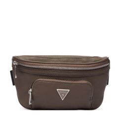 Nerka Guess. Brązowe saszetki męskie Guess, z aplikacjami, małe. Za 329.99 zł.