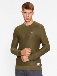 Tommy Jeans Sweter DM0DM15060 Zielony Regular Fit. Zielone kardigany męskie Tommy Jeans, m, bez wzorów, z jeansu, bez ramiączek. Za 299.99 zł.