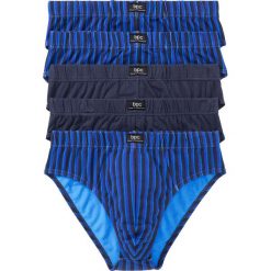 Slipy maxi (5 par) bonprix niebieski + lila + zielony + szary w paski. Slipki męskie marki bonprix. Za 49.95 zł.