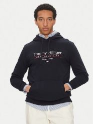 Tommy Hilfiger Bluza Center Stack MW0MW38672 Granatowy Regular Fit. Niebieskie bluzy nierozpinane męskie Tommy Hilfiger, m, bez wzorów, z bawełny, bez ramiączek, bez kaptura. Za 249.99 zł.