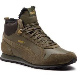 Sneakersy PUMA - St Runner Mid Fur 365102 02 Olive Night/Puma Black. Zielone buty sportowe na co dzień męskie Puma, z materiału. W wyprzedaży za 259.00 zł.