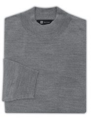 Szary sweter męski - półgolf SW89. Szare swetry męskie bez wzorów, z materiału, casualowe, bez kołnierzyka, bez ramiączek. W wyprzedaży za 180.00 zł.