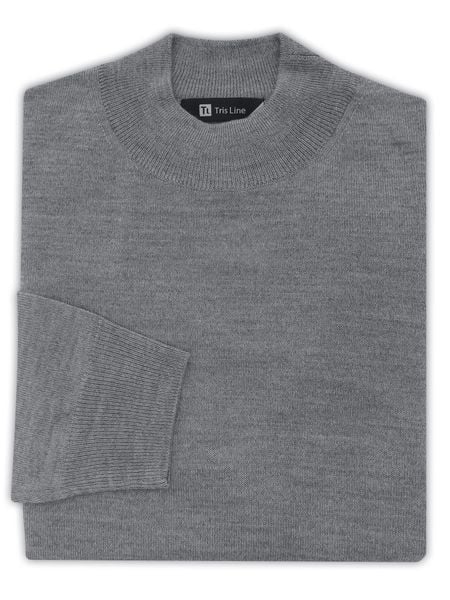 Szary sweter męski - półgolf SW89. Szare swetry męskie bez wzorów, z materiału, casualowe, bez kołnierzyka, bez ramiączek. W wyprzedaży za 180.00 zł.