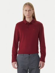 Calvin Klein Polo LV040EM909 Bordowy Regular Fit. Czerwone koszulki polo męskie Calvin Klein, m, bez wzorów, z bawełny, bez kołnierzyka, bez ramiączek. Za 349.99 zł.