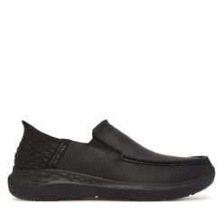 Półbuty Skechers. Czarne codzienne półbuty męskie Skechers, bez wzorów, bez obcasa, bez zapięcia. Za 309.99 zł.
