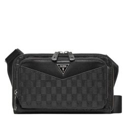 Saszetka Guess. Czarne saszetki męskie Guess, z aplikacjami, młodzieżowe, małe. Za 339.99 zł.