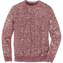 Sweter w warkocze Regular Fit bonprix bordowy melanż. Swetry męskie bonprix. Za 37.99 zł.