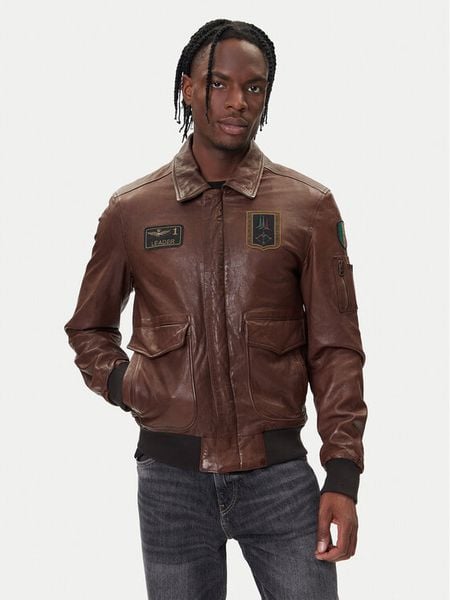 Aeronautica Militare Kurtka skórzana 252PN0895U100839 Brązowy Regular Fit. Brązowe kurtki męskie Aeronautica Militare, m, bez wzorów, ze skóry, bez ramiączek, bez kaptura. Za 3,389.00 zł.