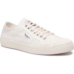 Trampki PEPE JEANS - PMS30549801 Factory White 801. Białe trampki męskie Pepe Jeans, bez wzorów, z gumy, klasyczne, bez zapięcia. W wyprzedaży za 149.00 zł.