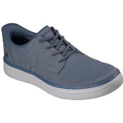 Buty sportowe męskie Skechers Hyland Justino. Niebieskie buty trekkingowe męskie Skechers, bez wzorów, z tkaniny, bez zapięcia, trekkingowe, skechers sport. Za 490.00 zł.