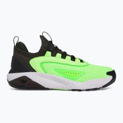 Buty treningowe męskie Under Armour Project Rock 7. Zielone buty treningowe męskie Under Armour, bez wzorów, bez zapięcia, na fitness i siłownię. Za 549.99 zł.