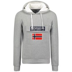 Bluza z kapturem męska Geographical Norway Gadrien DB MEN 054 szara. Szare bluzy nierozpinane męskie Geographical Norway, m, bez wzorów, sportowe, bez ramiączek, z kapturem. Za 149.00 zł.