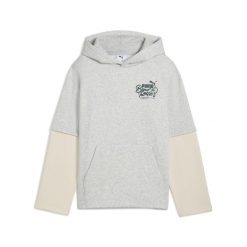Młodzieżowa warstwowa bluza z kapturem MID90s PUMA Light Gray Heather. Czarna bluzy nierozpinane męskie Puma, m, bez wzorów, z kapturem. Za 199.00 zł.