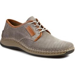Półbuty RIEKER 05206-42. Szare eleganckie półbuty męskie Rieker, ze skóry, bez obcasa, bez zapięcia. W wyprzedaży za 189.99 zł.
