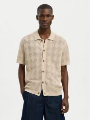 Selected Homme Koszula 16097564 Beżowy Regular Fit. Brązowe koszule męskie Selected Homme, m, bez wzorów, z bawełny, bez kołnierzyka, bez ramiączek. Za 209.99 zł.