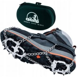 Raczki na buty Rapeks Icetrak. Czarne buty trekkingowe męskie RAPEKS, bez wzorów, sportowe, bez obcasa, bez zapięcia. W wyprzedaży za 119.90 zł.