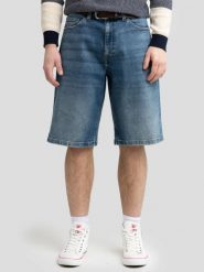 Szorty męskie jeansowe z przetarciami niebieskie Aleksy Workwear 422. Niebieskie szorty męskie Big Star, bez wzorów, z denimu, retro. W wyprzedaży za 119.99 zł.