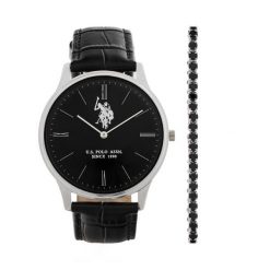 Zestaw zegarek i bransoletka U.S. Polo Assn. Czarne zegarki męskie U.S. Polo Assn. Za 349.99 zł.