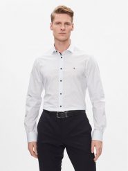 Tommy Hilfiger Koszula MW0MW33836 Niebieski Slim Fit. Niebieskie koszule męskie Tommy Hilfiger, m, bez wzorów, z bawełny, bez kołnierzyka, bez ramiączek. Za 299.99 zł.