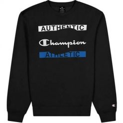 Bluzy sportowa męska Champion Crewneck Sweatshirt. Czarne bluzy nierozpinane męskie CHAMPION, m, bez wzorów, sportowe, bez ramiączek, bez kaptura. Za 99.98 zł.