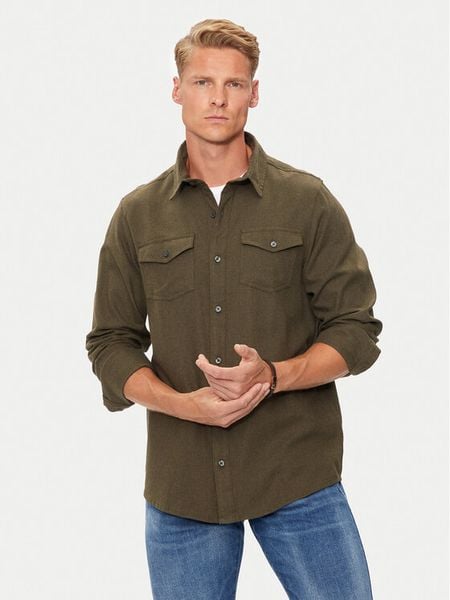 Brave Soul Koszula MSH-230CONANB Khaki Regular Fit. Brązowe koszule męskie Brave Soul, m, bez wzorów, z bawełny, bez kołnierzyka, bez ramiączek. Za 69.99 zł.
