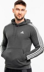 Adidas Bluza męska adidas Essentials Fleece 3-Stripes Hoodie zielona IX2366 M. Zielone bluzy nierozpinane męskie ADIDAS, m, bez wzorów, bez ramiączek, bez kaptura. Za 224.45 zł.