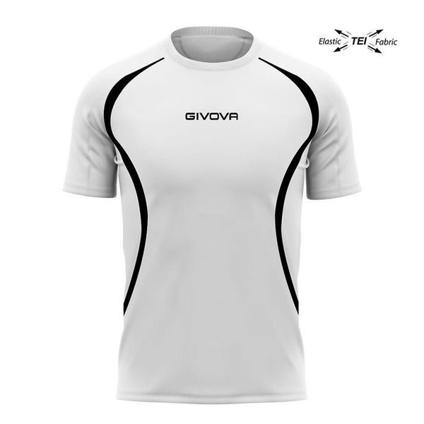 Unisex givova biegnąca koszula biała/czarna L - Oddychający i lekki. Czarne koszule męskie Givova, l, bez wzorów, bez kołnierzyka, bez ramiączek. Za 91.11 zł.