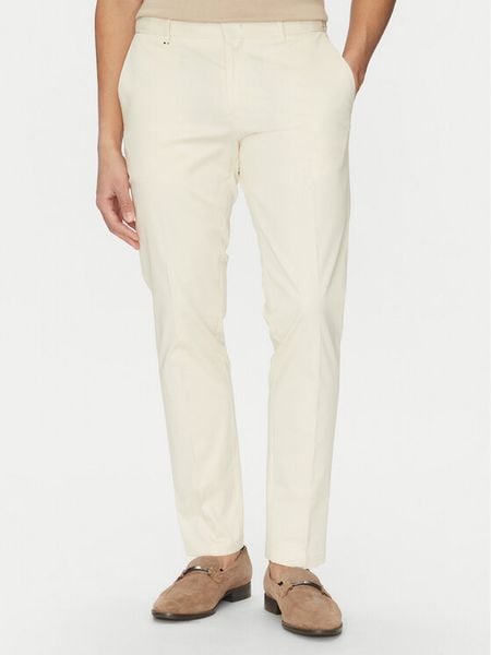 BOSS Spodnie garniturowe C-Genius 50539970 Écru Slim Fit. Eleganckie spodnie męskie Boss, bez wzorów, z bawełny. Za 329.99 zł.