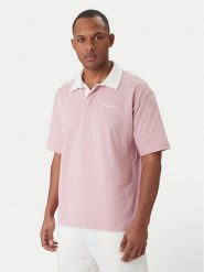 Guess Jeans Polo M6GP13 KCYM1 Różowy Oversize. Czerwone koszulki polo męskie Guess Jeans, l, z aplikacjami, z bawełny, bez kołnierzyka, bez ramiączek. Za 299.99 zł.