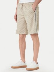 Guess Szorty sportowe Z6GD12 K3220 Beżowy Regular Fit. Brązowe szorty sportowe męskie Guess, z aplikacjami, z syntetyku, sportowe. Za 379.99 zł.