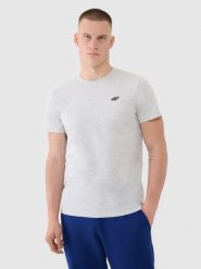 4F T-shirt regular gładki męski - szary M. Szare t-shirty męskie 4f, m, bez wzorów, z bawełny, bez kołnierzyka, bez ramiączek. Za 49.99 zł.