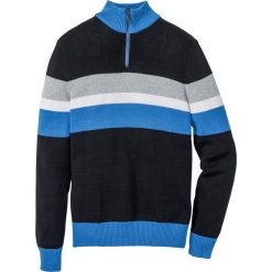 Sweter ze stójką Regular Fit bonprix czarno-jasnoszary melanż - lodowy niebieski. Swetry męskie marki bonprix. Za 49.99 zł.