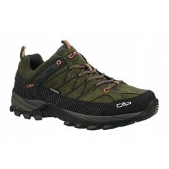 Buty trekkingowe dla mężczyzn CMP Rigel low. Zielone buty zimowe męskie CMP, bez wzorów, z zamszu, sportowe, bez obcasa, bez zapięcia. Za 472.00 zł.