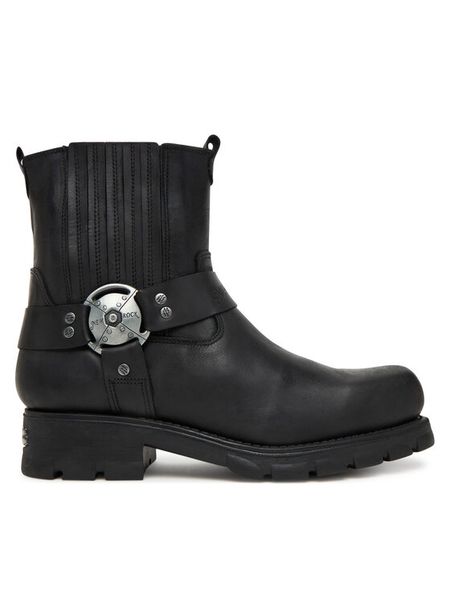 NEW ROCK Sztyblety NEW ROCK-M-7605 Czarny. Czarne sztyblety męskie NEW ROCK, ze skóry, bez obcasa, bez zapięcia. Za 949.99 zł.