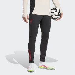 Spodnie treningowe Liverpool FC Tiro 25 Competition. Czarne długie spodnie sportowe męskie ADIDAS, bez wzorów, do piłki nożnej. Za 279.00 zł.