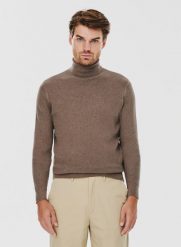 PAKO LORENTE – Męski golf w kolorze brązowym. Brązowe swetry męskie Pako Lorente, bez wzorów, z bawełny, bez kołnierzyka, bez ramiączek. Za 79.99 zł.
